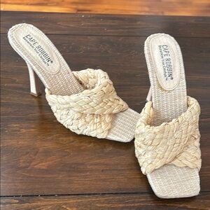 Cape Robbin Beige Woven Heeled Mules